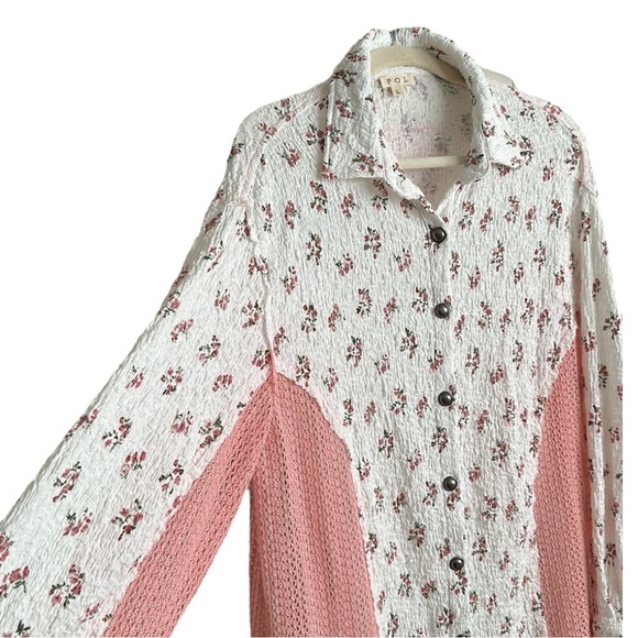 POL Cottagecore Slouchy Floral Crochet Blouse Bohemian Girly Relaxed Fit Large - Picture 6 of 16